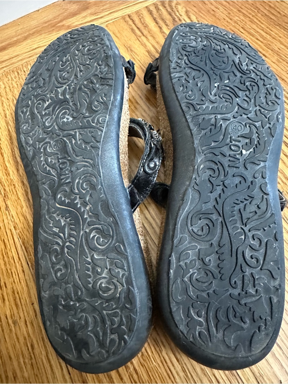Naot Mona Leather Floral Jeweled Sandals- Black - Picture 11 of 14